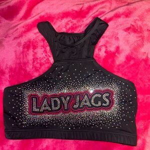 Black and Pink Embellished Women's Top